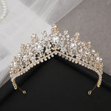 A158 New Golden Bride Crown Princess Headwear Birthday Rhinestone Headband Wedding Hair Jewelry Bridal Tiaras Vintage Headpieces daiiibabyyy