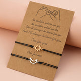 2pcs/set Minimalist Sun Moon Charm Couple Bracelet Friendship Jewelry Gift Handmade Adjustable Braided Rope Bracelets