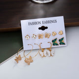 6/9 Pairs Big Hoop Pearl Earring Set Fashion Gold Metal Earing Butterfly Circle Geometric Vintage Earring for Women Jewelry 2021 daiiibabyyy