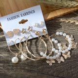 6/9 Pairs Big Hoop Pearl Earring Set Fashion Gold Metal Earing Butterfly Circle Geometric Vintage Earring for Women Jewelry 2021 daiiibabyyy