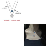 LISM Silver Color  Flash Crystal Butterfly Double Necklace For Women Simple Design Crystal Elegant Wedding Jewelry Gifts daiiibabyyy