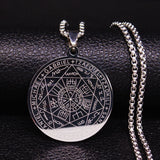 Witchcra Pentagram Stainless Steel Necklaces Seven Archangels Men Silver Color Necklaces Jewelry colgante N1162S02 daiiibabyyy