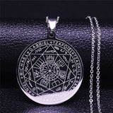 Witchcra Pentagram Stainless Steel Necklaces Seven Archangels Men Silver Color Necklaces Jewelry colgante N1162S02 daiiibabyyy