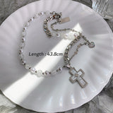 HUANZHI Vintage Sweet Choker Weave Pearls Choker Red Heart Colorful Beaded Irregular Flowers Rhinestone Necklace for Women daiiibabyyy
