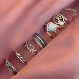 6Pcs Vintage Gothic Butterfly Angle Flower Multi Element Ring Set For Women Men Retro Personality Finger Ring Gifts daiiibabyyy