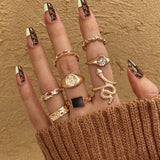6Pcs Vintage Gothic Butterfly Angle Flower Multi Element Ring Set For Women Men Retro Personality Finger Ring Gifts daiiibabyyy