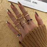 6Pcs Vintage Gothic Butterfly Angle Flower Multi Element Ring Set For Women Men Retro Personality Finger Ring Gifts daiiibabyyy