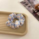 AOMU 2021 INS Trendy Black White Colorful Lattice Fabric Hair Band Elastic Hair Rope for Women Fashion Trip Jewelry Gifts daiiibabyyy