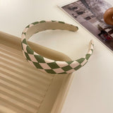 AOMU 2021 INS Trendy Black White Colorful Lattice Fabric Hair Band Elastic Hair Rope for Women Fashion Trip Jewelry Gifts daiiibabyyy