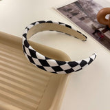 AOMU 2021 INS Trendy Black White Colorful Lattice Fabric Hair Band Elastic Hair Rope for Women Fashion Trip Jewelry Gifts daiiibabyyy