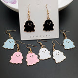 Metal Cute Little Ghost Dangle Earrings for Women Candy-colored Halloween Elf Drop Earrings Colorful Earrings for Girls daiiibabyyy