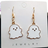 Metal Cute Little Ghost Dangle Earrings for Women Candy-colored Halloween Elf Drop Earrings Colorful Earrings for Girls daiiibabyyy