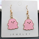 Metal Cute Little Ghost Dangle Earrings for Women Candy-colored Halloween Elf Drop Earrings Colorful Earrings for Girls daiiibabyyy