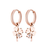 New Four Leaf Clover Earrings for Women Gold Silver Plated Hoops Earrings 2021 Trend Stainless Steel Jewelry Free Shipping daiiibabyyy