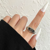 FAMSHIN Retro Punk Butterfly Snake Ring For Men Women Personality Geometry Antique Siver Color Fashion Opening Adjustable Rings daiiibabyyy