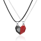 1Pair Magnetic Couple Heart Shape Necklace Gothic Punk Style For Men Jewelry Wedding Lovers Couples Valentine's Day gift Gifts daiiibabyyy