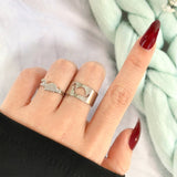 UMKA Trendy Gold Silver Color Flame Rings For Women Men Lover Couple Rings Set Friendship Engagement Wedding Open Rings Jewelry daiiibabyyy