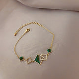 Minar Blue Green Color Crystal Charm Bracelets for Women Gold Color Beaded Chain Double Layered Adjustable Bracelet Accessories daiiibabyyy
