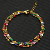 Minar Blue Green Color Crystal Charm Bracelets for Women Gold Color Beaded Chain Double Layered Adjustable Bracelet Accessories daiiibabyyy