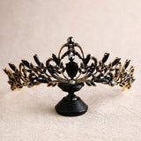 bride retro black crystal crown queen tiara brides wedding jewelry hair accessories daiiibabyyy