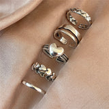 Punk Snake Gothic Silver Color Finger Ring Set 6PCS For Women  Heart Butterfly Wing Angel Wings Cupid Charms Rings Jewelry daiiibabyyy