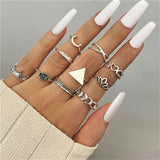Punk Snake Gothic Silver Color Finger Ring Set 6PCS For Women  Heart Butterfly Wing Angel Wings Cupid Charms Rings Jewelry daiiibabyyy