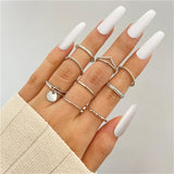 Punk Snake Gothic Silver Color Finger Ring Set 6PCS For Women  Heart Butterfly Wing Angel Wings Cupid Charms Rings Jewelry daiiibabyyy