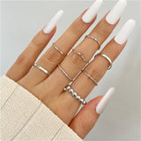 Punk Snake Gothic Silver Color Finger Ring Set 6PCS For Women  Heart Butterfly Wing Angel Wings Cupid Charms Rings Jewelry daiiibabyyy