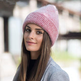 simple Girl Rabbit fur Knitted Hat for Women Winter  Skullies Beanie Warm wool Cap Gorros Female Cap daiiibabyyy