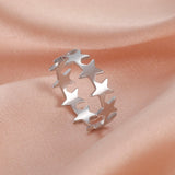 Teamer Women Ring Stainless Steel Heart Pentagram Blade Rings Men Couple Fashion Minimalist Jewelry Accessories Wedding Gifts daiiibabyyy