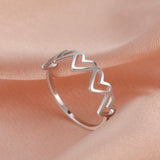 Teamer Women Ring Stainless Steel Heart Pentagram Blade Rings Men Couple Fashion Minimalist Jewelry Accessories Wedding Gifts daiiibabyyy