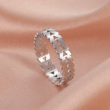 Teamer Women Ring Stainless Steel Heart Pentagram Blade Rings Men Couple Fashion Minimalist Jewelry Accessories Wedding Gifts daiiibabyyy