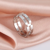 Teamer Women Ring Stainless Steel Heart Pentagram Blade Rings Men Couple Fashion Minimalist Jewelry Accessories Wedding Gifts daiiibabyyy