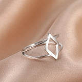Teamer Women Ring Stainless Steel Heart Pentagram Blade Rings Men Couple Fashion Minimalist Jewelry Accessories Wedding Gifts daiiibabyyy