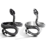 FAMSHIN Retro Punk Butterfly Snake Ring For Men Women Personality Geometry Antique Siver Color Fashion Opening Adjustable Rings daiiibabyyy