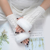 Autumn Winter Solid Color Students Write Keep Warm Korean Knitting Lady Fingerless Protection Hand Hair Mouth Hemp Gloves Women daiiibabyyy