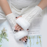 Autumn Winter Solid Color Students Write Keep Warm Korean Knitting Lady Fingerless Protection Hand Hair Mouth Hemp Gloves Women daiiibabyyy