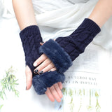 Autumn Winter Solid Color Students Write Keep Warm Korean Knitting Lady Fingerless Protection Hand Hair Mouth Hemp Gloves Women daiiibabyyy