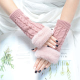 Autumn Winter Solid Color Students Write Keep Warm Korean Knitting Lady Fingerless Protection Hand Hair Mouth Hemp Gloves Women daiiibabyyy