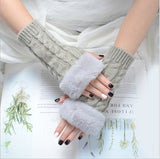 Autumn Winter Solid Color Students Write Keep Warm Korean Knitting Lady Fingerless Protection Hand Hair Mouth Hemp Gloves Women daiiibabyyy
