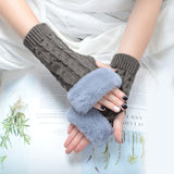 Autumn Winter Solid Color Students Write Keep Warm Korean Knitting Lady Fingerless Protection Hand Hair Mouth Hemp Gloves Women daiiibabyyy