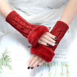 Autumn Winter Solid Color Students Write Keep Warm Korean Knitting Lady Fingerless Protection Hand Hair Mouth Hemp Gloves Women daiiibabyyy