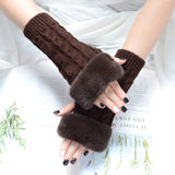 Autumn Winter Solid Color Students Write Keep Warm Korean Knitting Lady Fingerless Protection Hand Hair Mouth Hemp Gloves Women daiiibabyyy