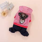 Stripe Winter Dog Jumpsuit Autumn Overalls For Dogs York Terrier Dog Clothes for Small Medium Dogs Chihuahua Puppy Pet Apparel daiiibabyyy