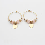 Heart Pendant Earrings Gold Crystal Glass Acrylic Beads Cute Pink Peach Earring Hoop Ear Circle Sweet Ring Beaded Vintage 202135 daiiibabyyy