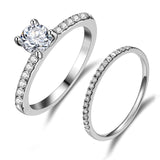 Fashion Crystal Engagement Ring for Women AAA White Cubic Zirconia Silver Color Double Ring 2021 Wedding Trend Femaliee Jewerly daiiibabyyy