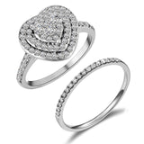 Fashion Crystal Engagement Ring for Women AAA White Cubic Zirconia Silver Color Double Ring 2021 Wedding Trend Femaliee Jewerly daiiibabyyy