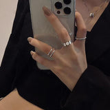 Vintage Punk Moon Stars Rings For Women 3PCS Retro Silver Color Geometric Sun Opening Knuckle Unisex Trendy Finger Ring Jewelry daiiibabyyy