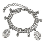 Punk Women Silver Color Thick Chain Charm Bracelet Fashion Cross Love Heart Bear Metal Pendant Bracelet Fashion Jewelry Gift daiiibabyyy