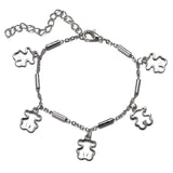 Punk Women Silver Color Thick Chain Charm Bracelet Fashion Cross Love Heart Bear Metal Pendant Bracelet Fashion Jewelry Gift daiiibabyyy